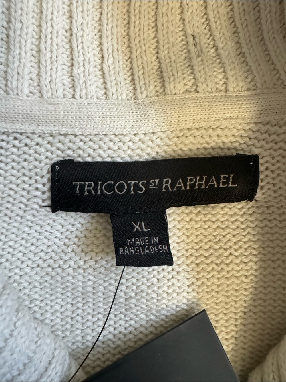 Men's Two-Tone Cable Turtleneck Sweater in Cream and Tan - Picture 2 of 5